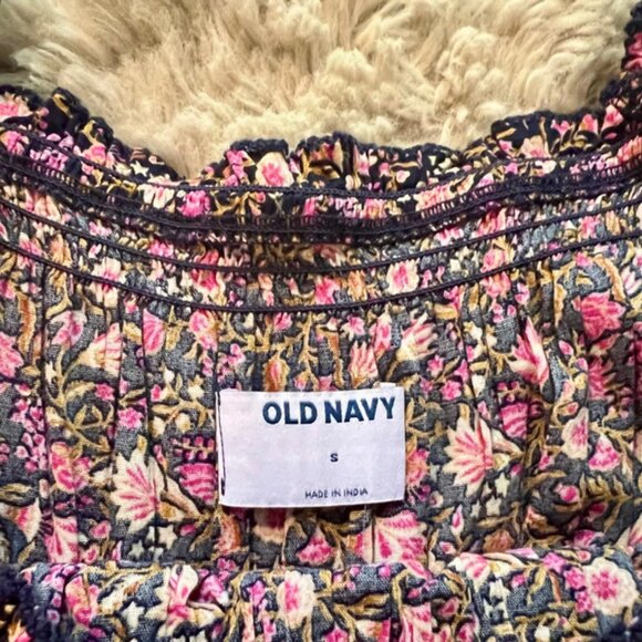 Old Navy Floral Puff Sleeve Dress – Size Small, Smocked Bodice - Picture 2 of 3